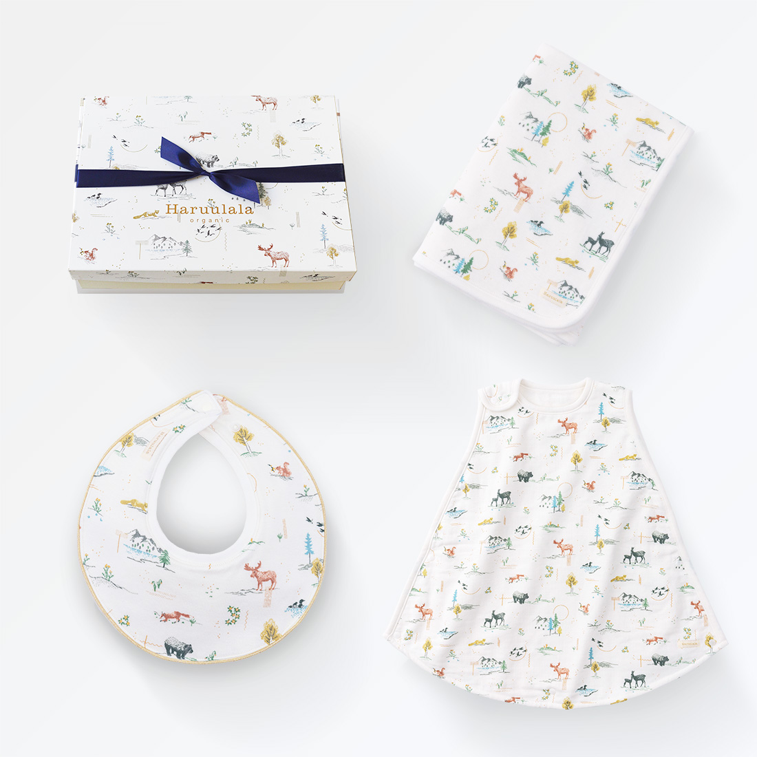 出産祝い、ギフトセット、人気、定番、オーガニックコットン、、Haruualala、ハルウララ、女の子、男の子、赤ちゃん、ベビー