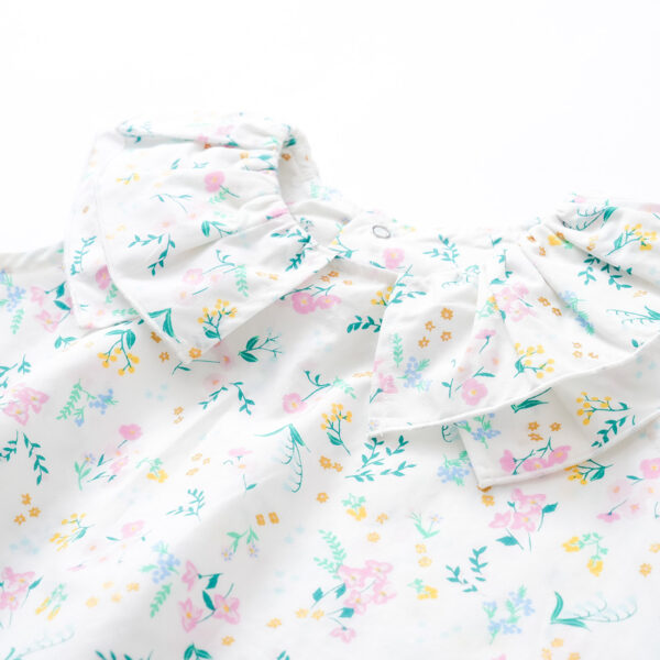 80㎝～100㎝、花柄ブラウス、女の子、上品、ピンク、白、ホワイト、オーガニックコットン、Haruualala、ハルウララ、女の子